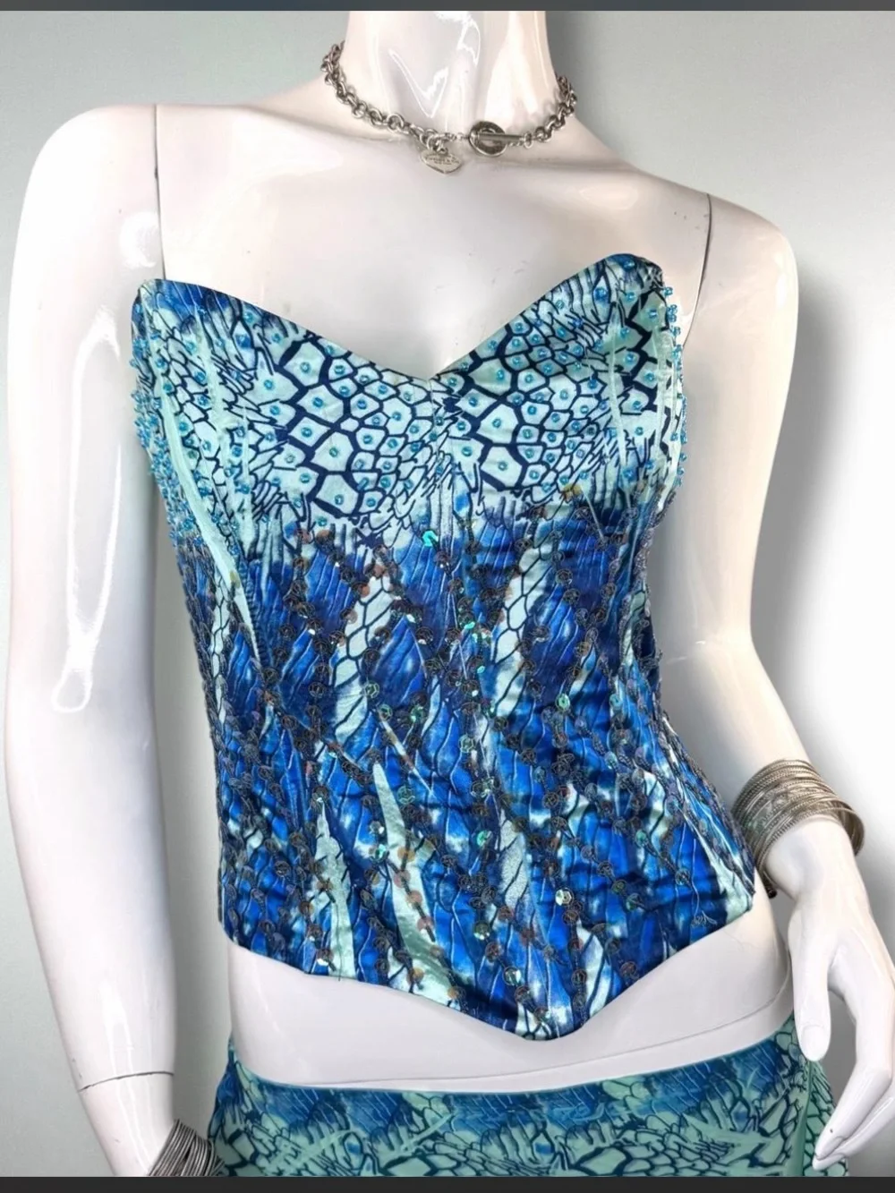 Roberto Cavalli Blue & Aqua Strapless Mermaid-Style Maxi Dress - Picture 2 of 4